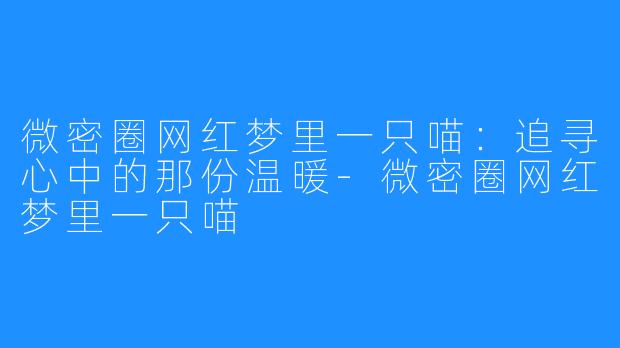 微密圈网红梦里一只喵：追寻心中的那份温暖-微密圈网红梦里一只喵