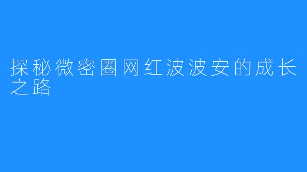 探秘微密圈网红波波安的成长之路