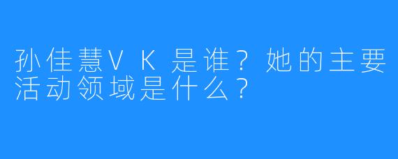 孙佳慧VK是谁？她的主要活动领域是什么？