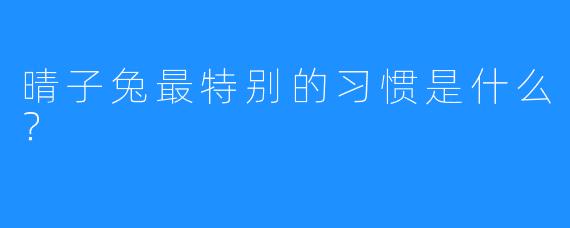 晴子兔最特别的习惯是什么？