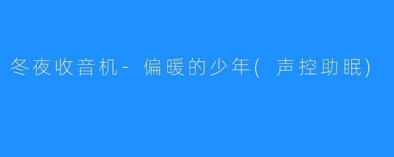 冬夜收音机-偏暖的少年(声控助眠)